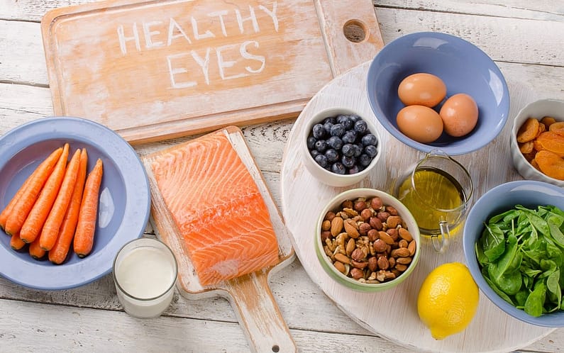 Foods  for  healthy eyes. Concept. View from above